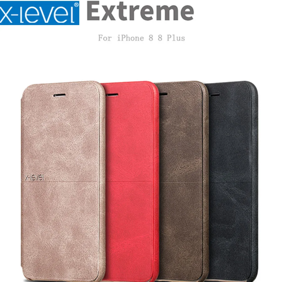 

For iPhone 8 Case iPhone XR X-Level Vintage Flip Leather Phone Case For iPhone XS Max Ultra Thin Cover For iPhone 6 6s 7 8 Plus