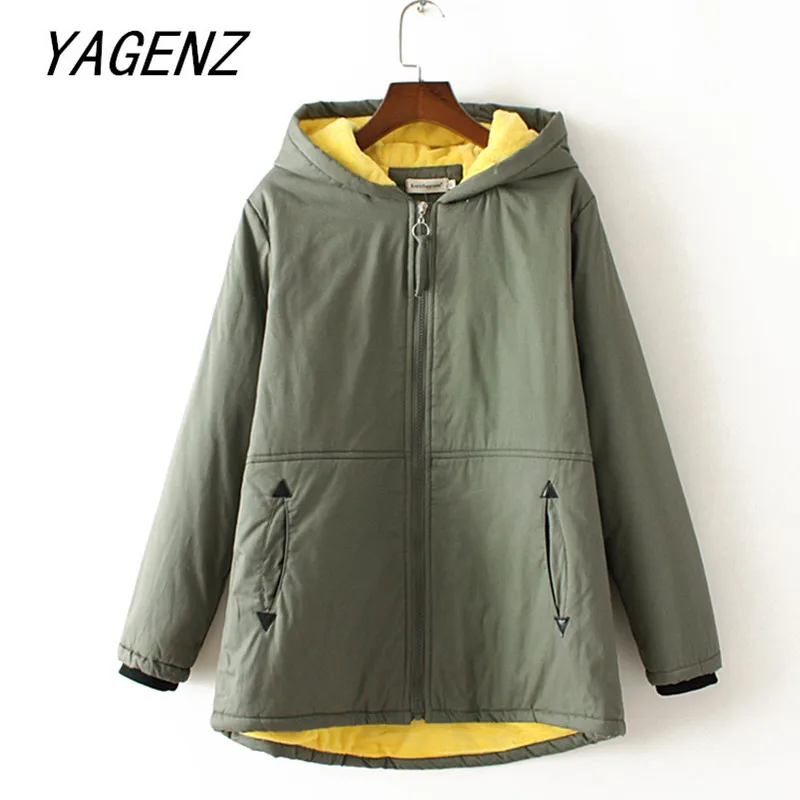 

Winter women cotton jacket warm coat loose plus velvet thick long sleeve Solid women overcoat Casual Hooded jacket Plus size 4XL