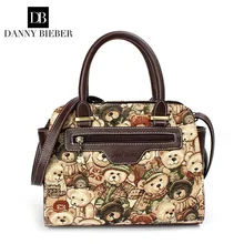 DANNY BIEBER, маленькие винтажные трапециевидные женские холщовые сумки с медведями, женские вечерние сумки на плечо, сумки-мессенджеры, модные сумки с верхней ручкой