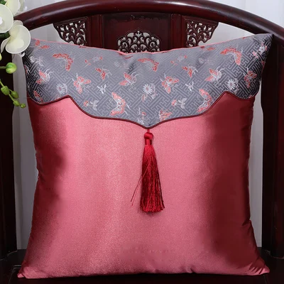 hot pink Лоскутная кисточка Рождественская шелковая крышка подушки наволочка высокого класса диван стул роскошный китайский Наволочка декоративная Офис Дом - Цвет: hot pink