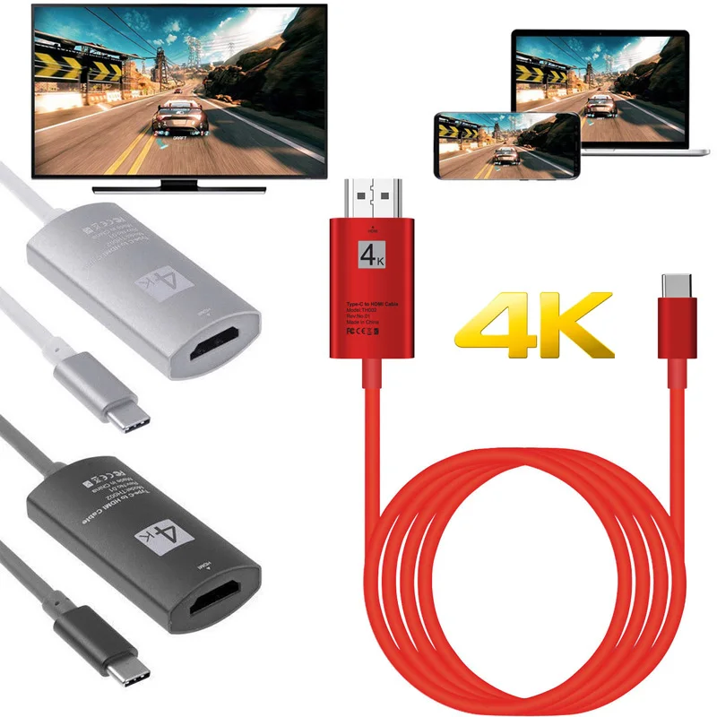 4 K Тип C HDMI адаптер Тип C до телевизионный кабель HDMI HD ТВ ссылка на видео конвертер для Macbook samsung S8 S9 S10 huawei LG G5 Android к ТВ