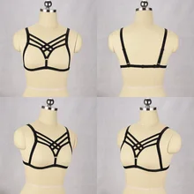 Gothica жгут Кейдж бюстгальтер, Cupless Топ, черный эластичный бюстгальтер, клетка проводов, клетка бюстгальтер, фетиш одежда, открытые чашки бюстгальтера, кабала вдохновили O0375