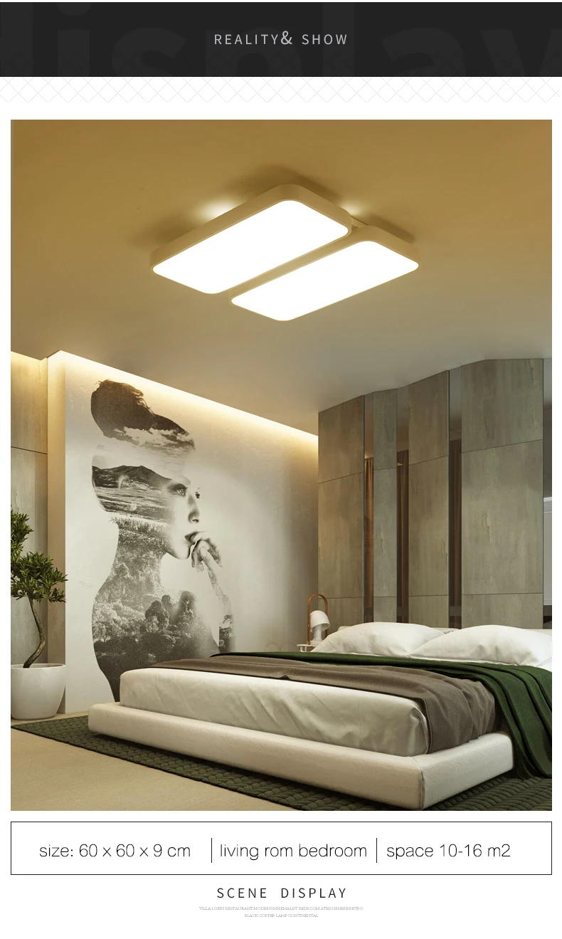 Белый, черный светодиодный потолочный светильник с пультом дистанционного управления, потолочный светильник для гостиной, современный потолочный светильник, Квадратный светодиодный светильник