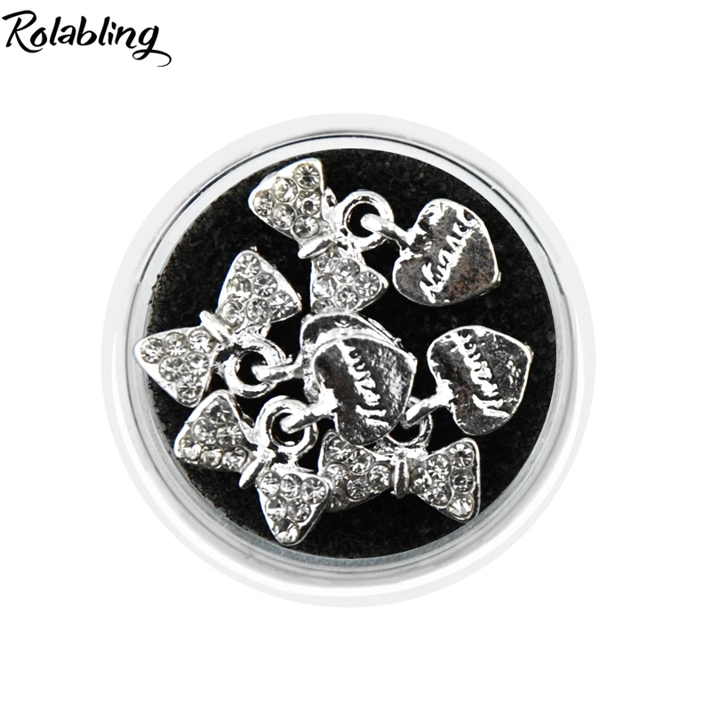 

4PCS/lot decorations for nail art woman 3d rhinestone sliver bow with love crystal nail decoration Nail Bling Alloy Rhinestone