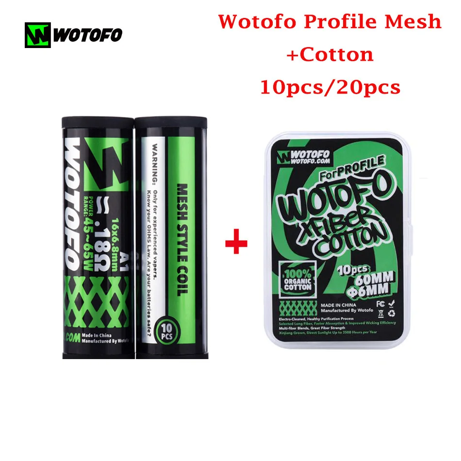 

10pcs-50Pcs Original Wotofo Profile RDA Mesh Prebuild Wire and Cotton 0.18ohm Coil Rebuildable Mesh Head For Profile RDA Vape