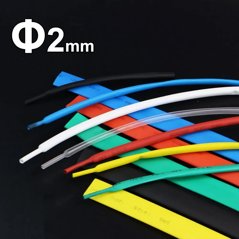 1 м/лот 2:1 термоусадочные трубки 2 мм цветная термоусадочная электрическая изоляция кабеля трубчатые втулки
