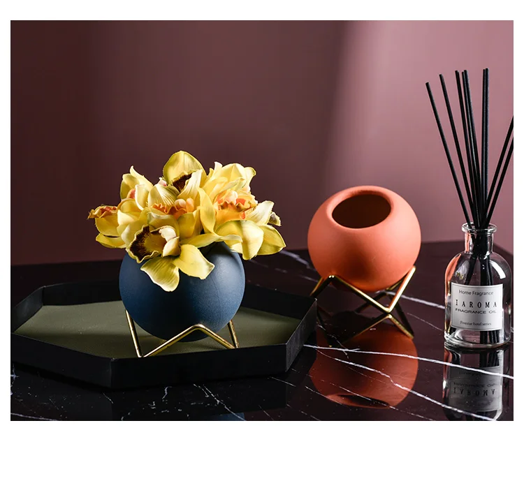 Керамическая ваза в скандинавском стиле, креативный Железный кронштейн для цветочного горшка, аксессуары для дома, Современное украшение для рабочего стола