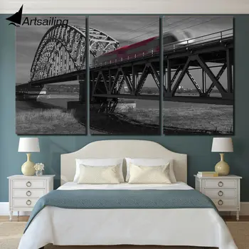 

ArtSailing 3 piece canvas art HD print city bridge black and white paintings for living room decor wall free shipping UP-1570D
