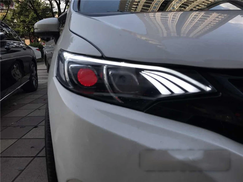 Высококачественный набор для автостайлинга для Honda Fit фары- фары, светодиодные фары DRL Объектив двойной луч HID