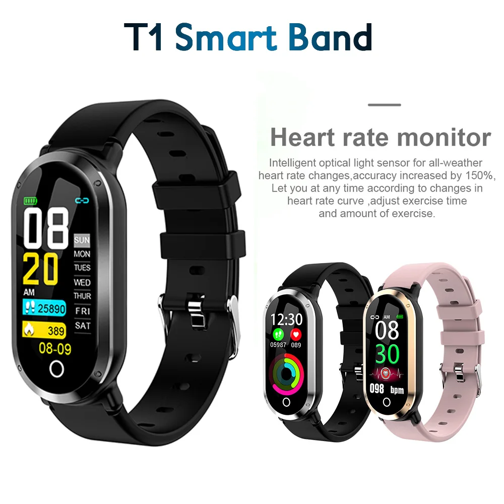 

T1 Smart Wristband Woman Heart Rate Blood Pressure Monitor Fitness Tracker Pedometer Bracelet For iOS Android PK Mi Band 3 4 New