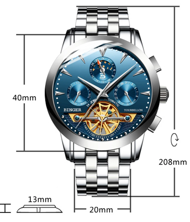 Оригинальные Роскошные Брендовые мужские водонепроницаемые автоматические механические часы с кожаным ремешком, полностью стальные модные часы с турбийоном