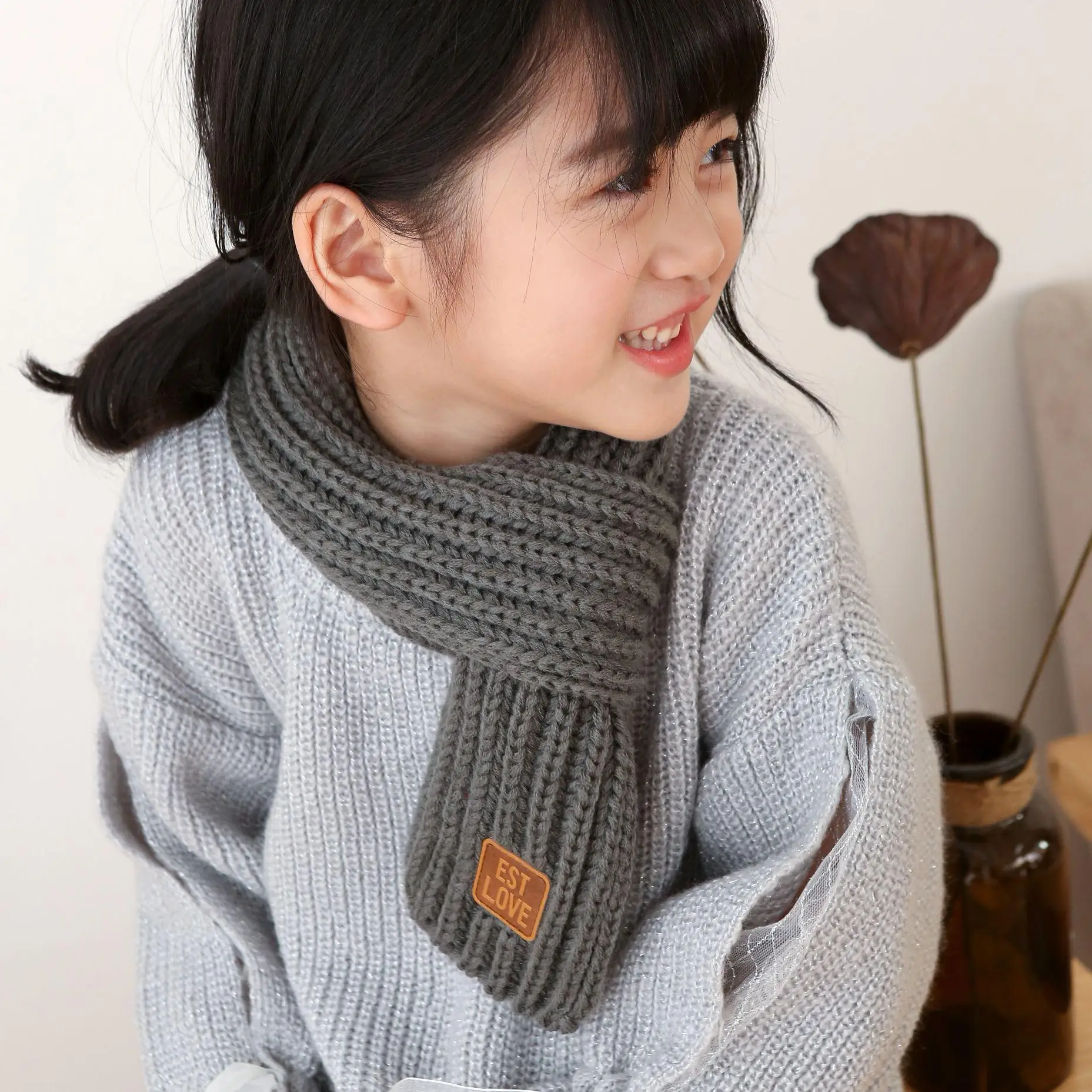 COKK Kids Scarf Boys Girls Baby Winter Warm Scarf Women Knit Shawl Children Neck Collar Keep Warm Accessories Cheap Parent kids scarf