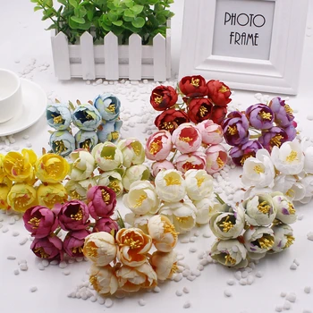 

36pcs/lot Simulation bud silk flower bouquet headdress brooch DIY wreath materials bride holding flowers decorative flowers