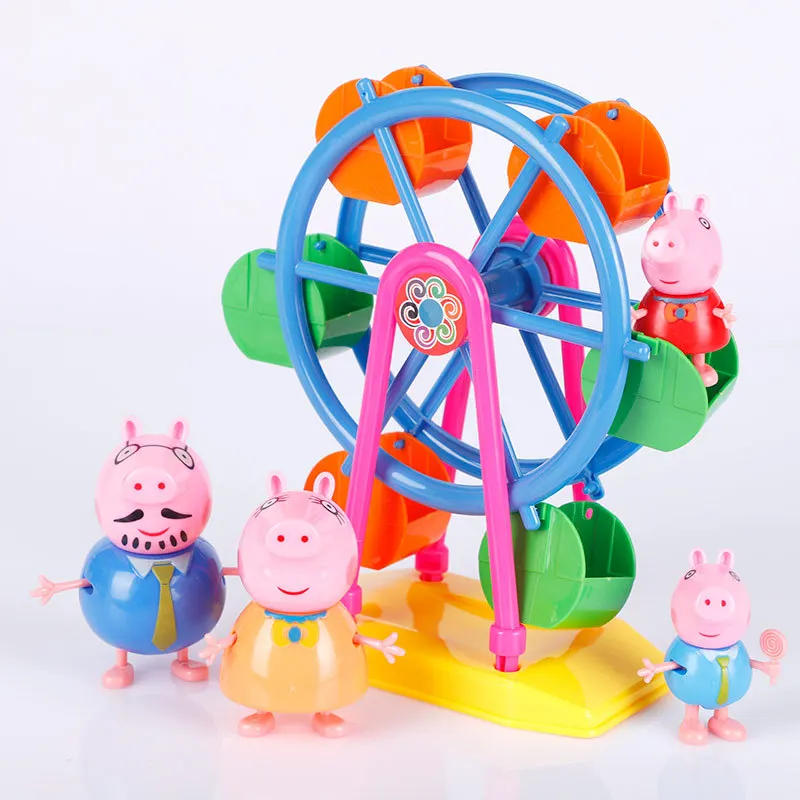 Свинка Пеппа Джордж Свинья колесо обозрения набор играть дома качели игрушка из ПВХ