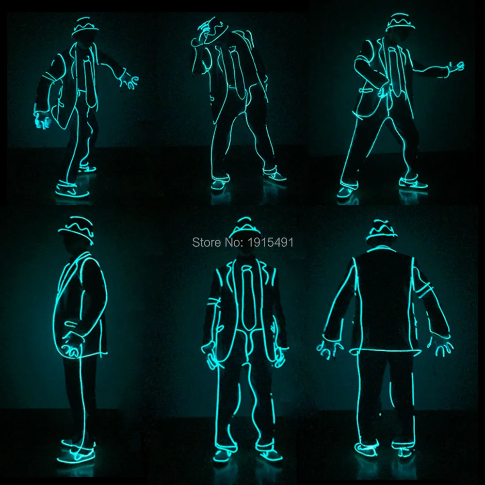 Led Light Up EL Concert Suits Nighttime Led Rope DJ Fluorescent Clothes Machael Jackson Design Clothes New Year Party Lights