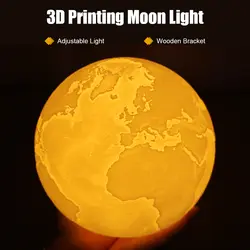 3D печать трогательная Ночная лампа USB Перезаряжаемый земной светильник с регулируемой яркостью светодиодный ночник для детской спальни