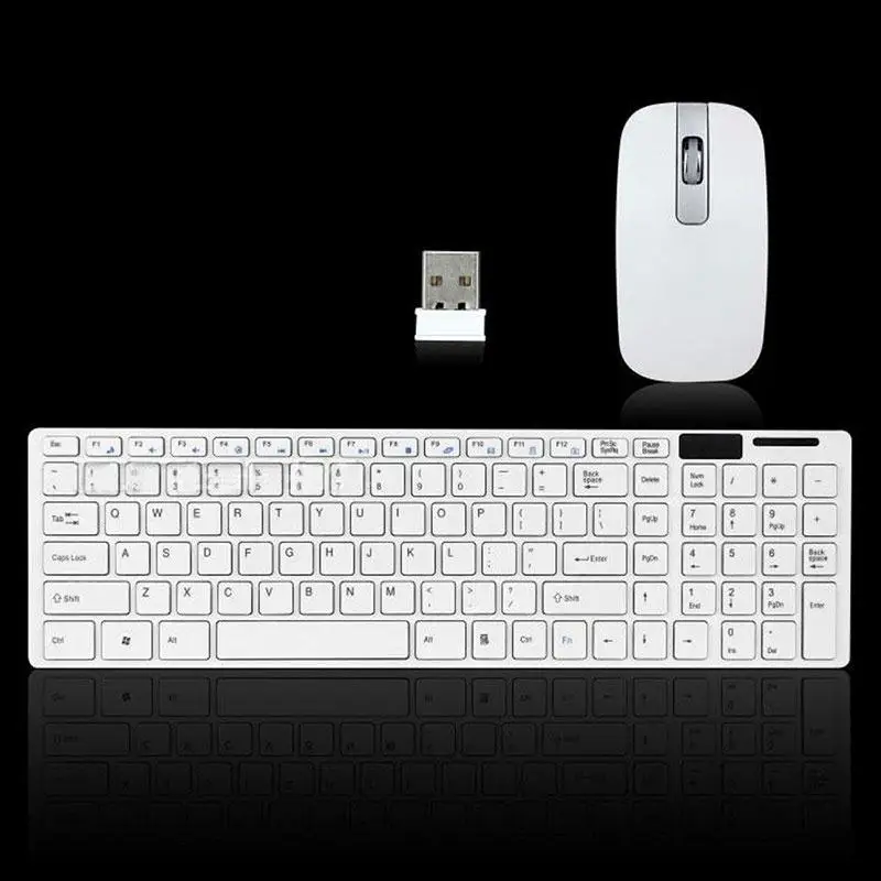 AMZDEAL, оптическая беспроводная клавиатура и мышь, комбо, Ультра тонкая, 2,4G, беспроводная клавиатура и беспроводная мышь, комплекты для настольного ноутбука