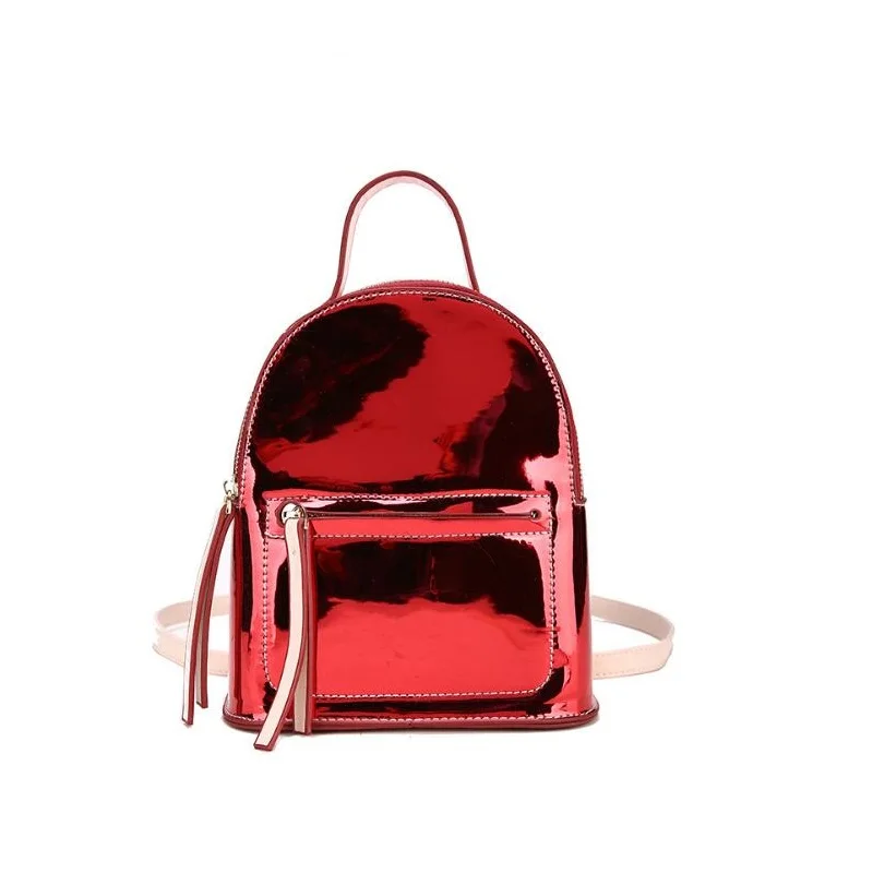 red patent leather backpack