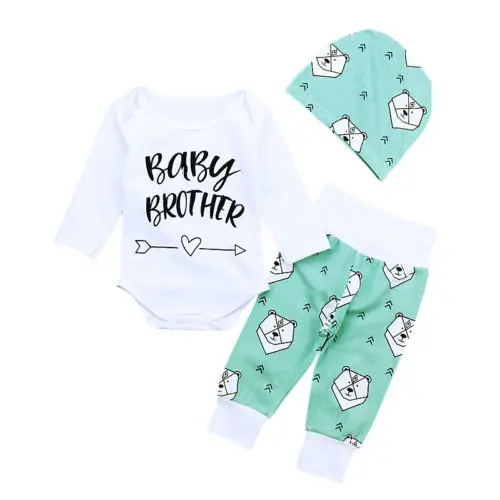 

Baby Girl Boy Clothes Sets Bodysuits Tops Long Sleeve Pants Hat 3pcs Clothing Autumn Outfit 3PCS Newborn Infant Baby 0-24M