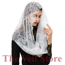 Spanish Lace Mantilla Chapel Veil for Church Round Scarf HeadCover Wrap Latin Mass Headkerchief Mantilla de Novia Negra Mantille