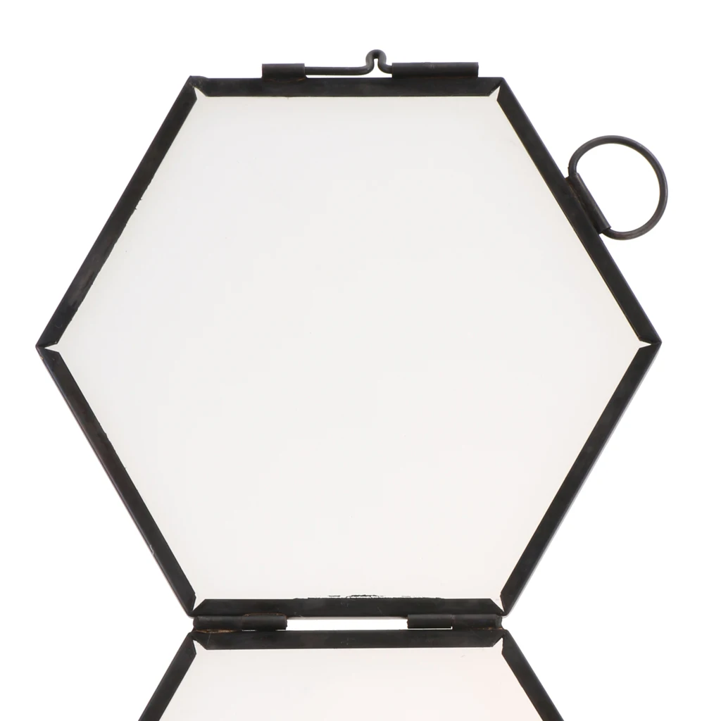 Pack of 2 Antique Hexagon Metal & Glass Hanging Picture Photo Frame Gold+Copper