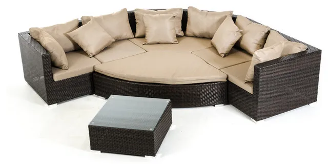 2015 All Weather Outdoor Wicker Sectional 7 Piece Resin