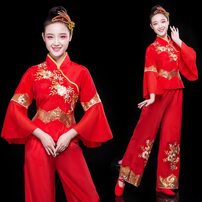 

China hanfu yangko costume costume female adult fan dance costume performance costume