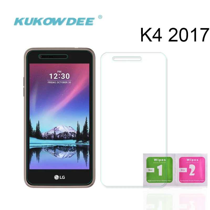 

KUKOWDEE 2 pcs 2.5D Tempered Glass Protector For LG K4 2017 Q6 G6 Stylus 3 Screen Protector For K7 K8 K10 2017 XPower 2 LV3 LV5