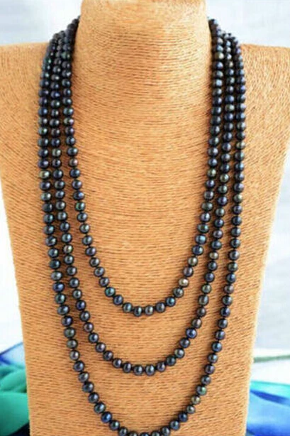 LL&lt&lt&lt 8-9mm tahitian round peacock blue pearl necklace 49 inch | Украшения и аксессуары