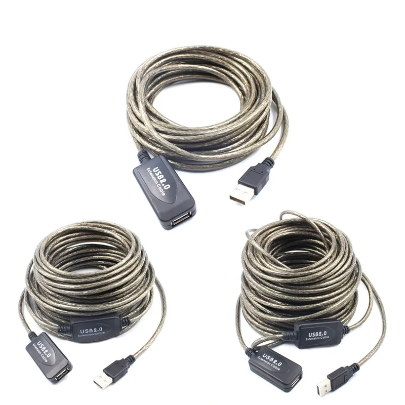 Koop OOTDTY Hoge Snelheid 5 M 15 M 20 M USB2.0 Man vrouw Actieve Repeater Adapter Verlengkabel koord Accessoires voor Laptop PC