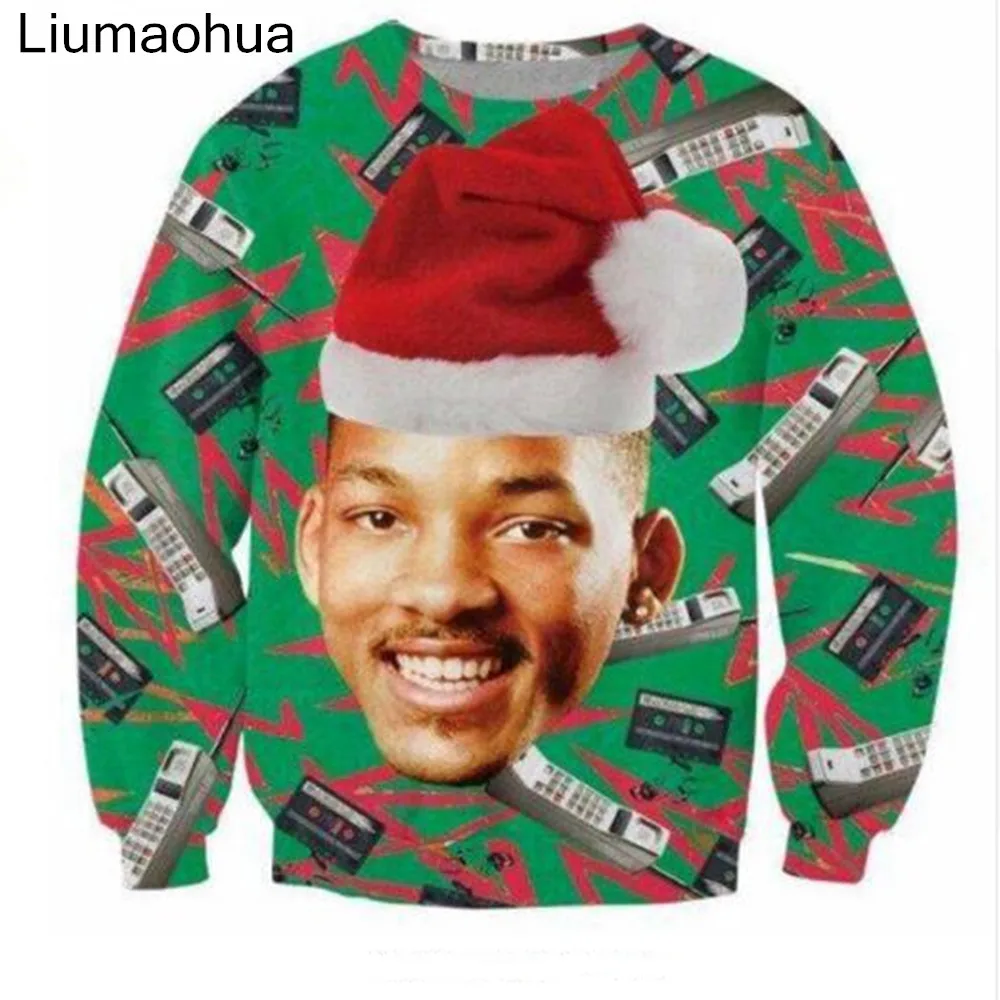 Liumaohua 3D Модный Свежий принц Рождественский свитер с круглым вырезом Will Smith