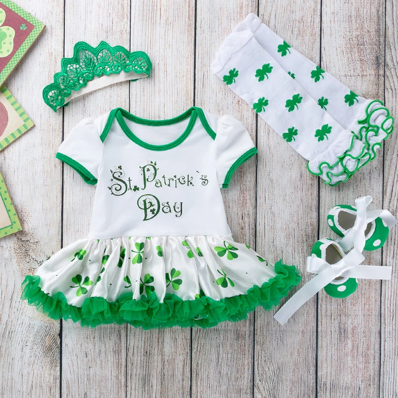 Raisvern St Patrick/платье для маленьких девочек комплекты хлопковой одежды с зелеными