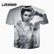 LIASOSO 3D принт для женщин и мужчин кино "Звездные войны" принцесса Лея сексуальная девушка футболка Летняя футболка хип хоп пуловер Harajuku с круглым вырезом X1550