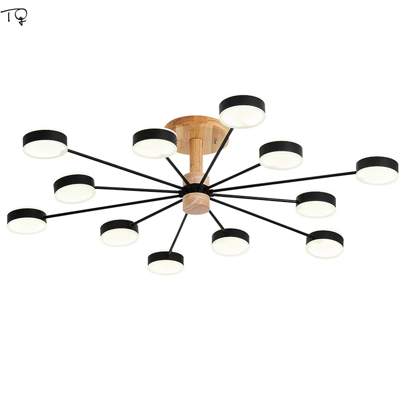 

Nordic Wood Circular Individual Led Ceiling Lights Dining Living Room Bedroom Kitchen Restaurant Creative Modern Room Lights