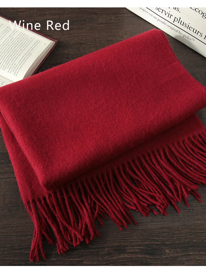 Luxury Winter Scarf Wool Cashmere Scarf Poncho Stoles Women Thicken Warm Scarves Wrap Pashmina Tassels Solid Color Scarf