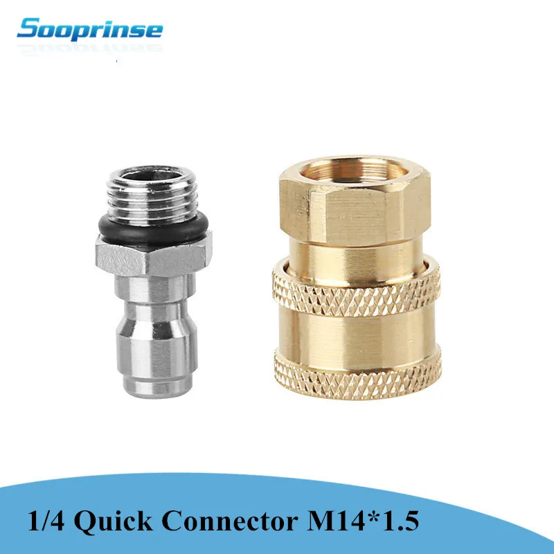

Sooprinse High Pressure Water Gun Connector 1/4 Quick Connector M14*1.5 , High Pressure Sprinkler car washer mashine
