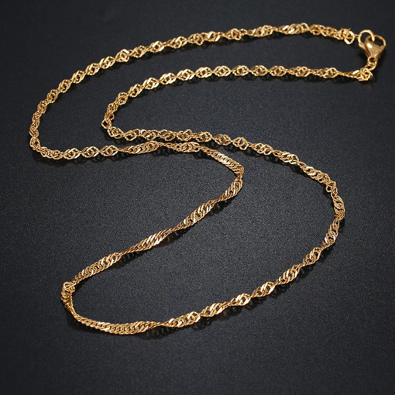 CACANA Stainless Steel Chain Necklaces For Man Women Gold Silver Color For Pendant Water Wave Donot Fade Jewelry A1297