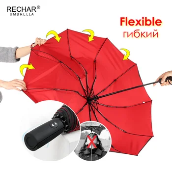 

Wind Resistant Double Layer Fully Automatic Umbrella Rain Women 3Folding Business Big Umbrella Men 10K Durable Paraguas For Men