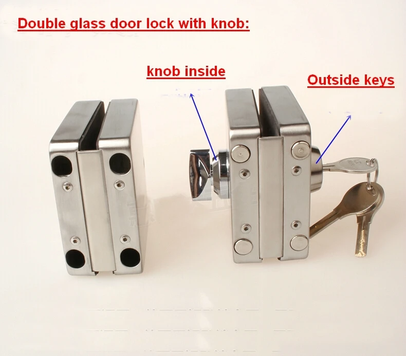 Роскошный стеклянный дверной замок, двойные стеклянные двери замок, стеклянный замок из нержавеющей стали(DFGL-013