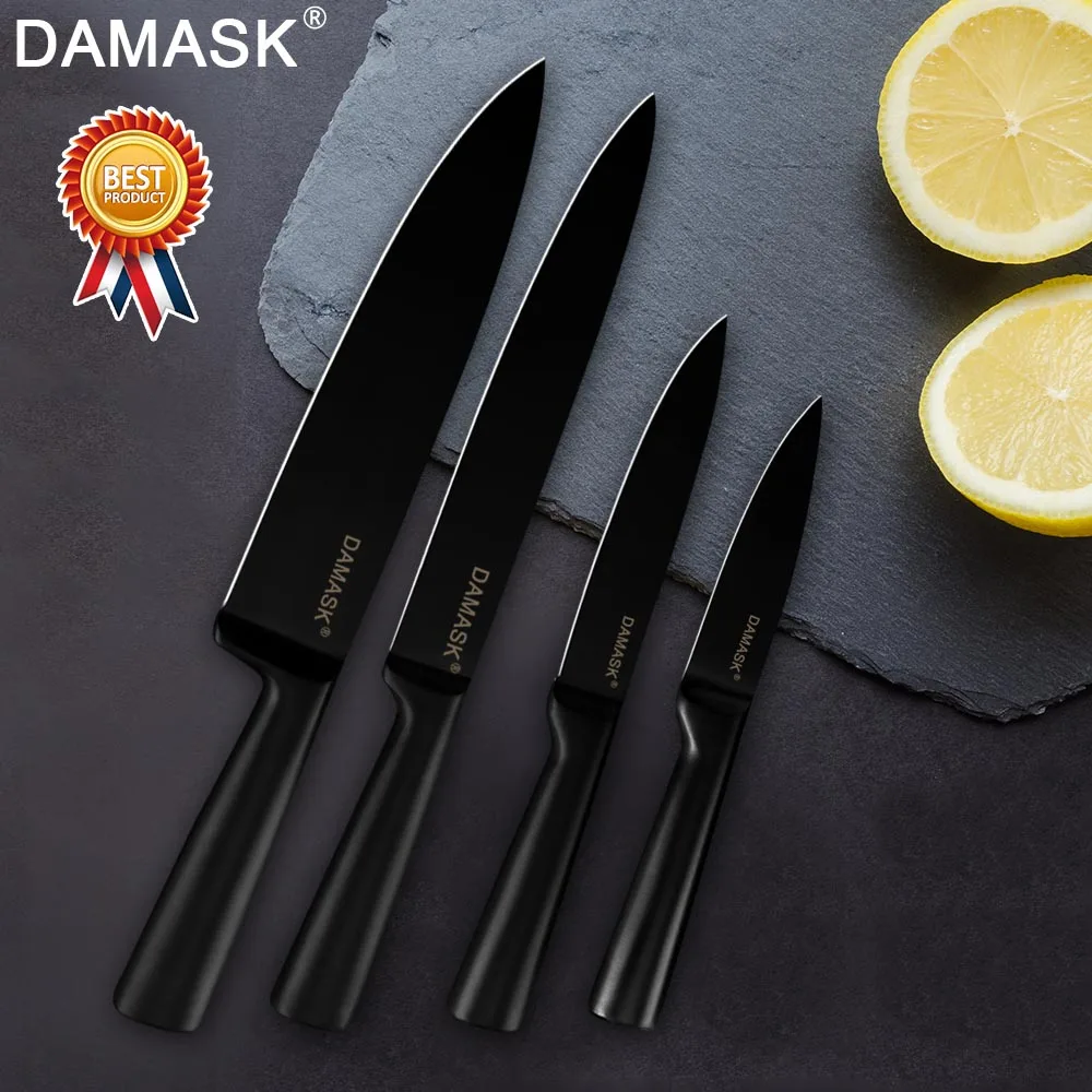 Дамасский японский набор кухонных ножей, нож шеф-повара, острый нож Santoku, нож для нарезки хлеба, инструменты для очистки овощей, кухонные инструменты - Цвет: C 4 PCS