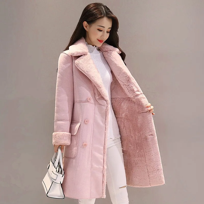 Женская одежда модная женская одежда куртки зимние женские корейские Харадзюку пуховик плюс толстый бархат пальто из овечьей шерсти