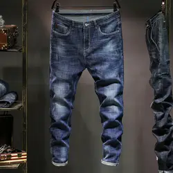 2019 джинсы для женщин мотобрюки для мужчин одежда Черный Эластичные облегающие бизнес повседневное мужской деним узкие брюки классически