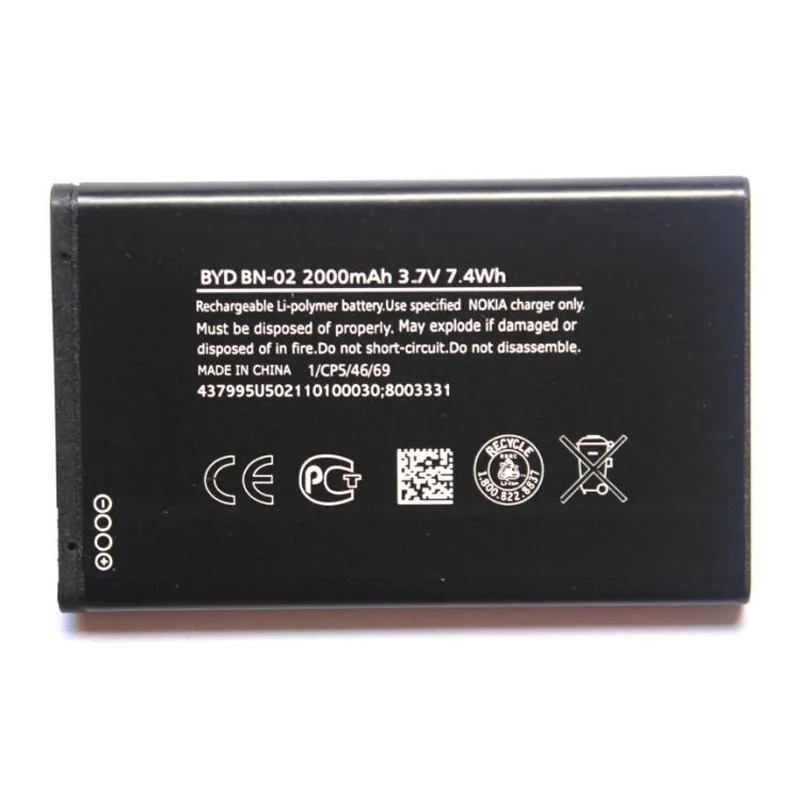 

Original High Capacity BN-02 phone battery for Nokia XL 4G RM-1061 RM-1030 RM-1042 RM-1061 BN-02 2000mAh