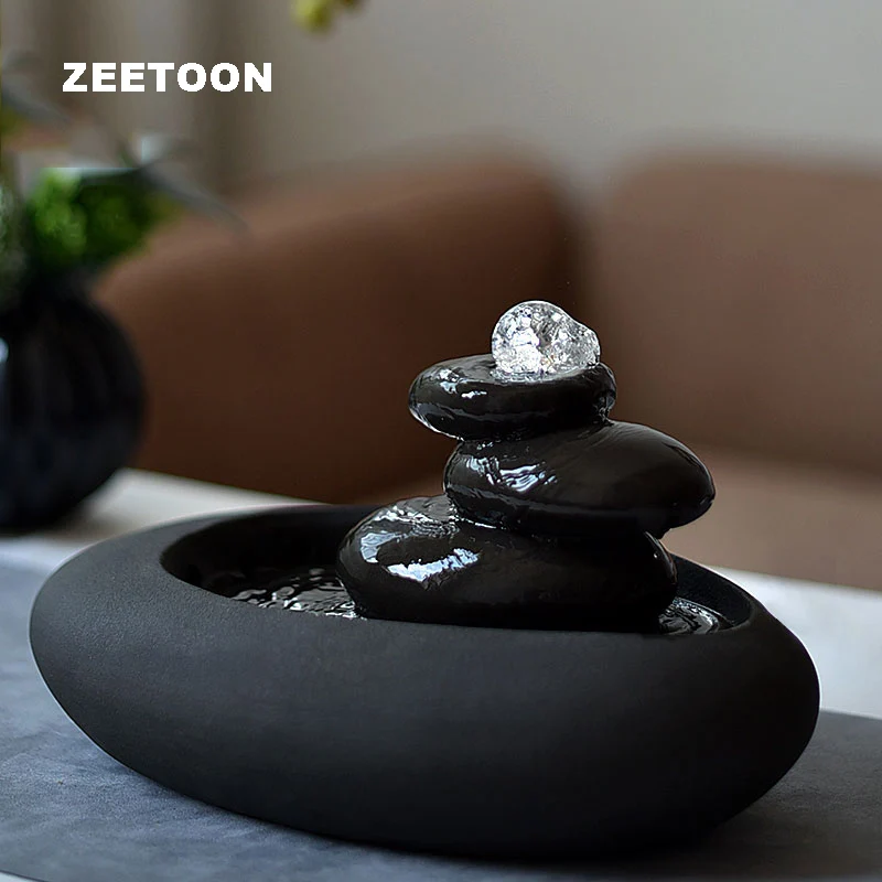 Водяной фонтан Zen 110 В-220 в черный керамический хрустальный шар вращающийся
