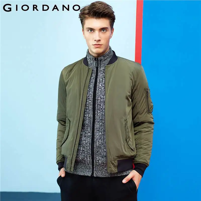 

Giordano Men Bomber Jacket Ribbed Stand Collar Coat Men's Jacket and Coat Jaqueta Masculino Fashion Warm Outerwear for Men