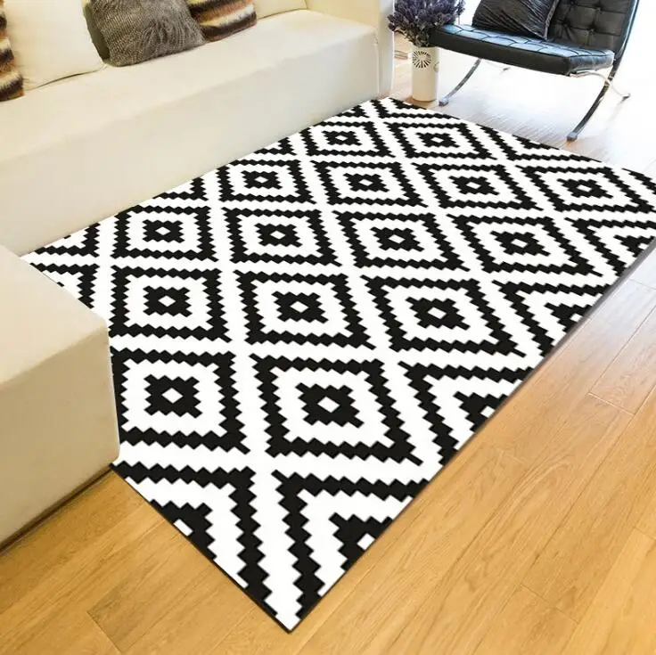 Large European Geometric black and white Carpet Area Rug For Bedroom Livingroom Kitchen Baths Mat Door Mat Anti-Slip Home carpet