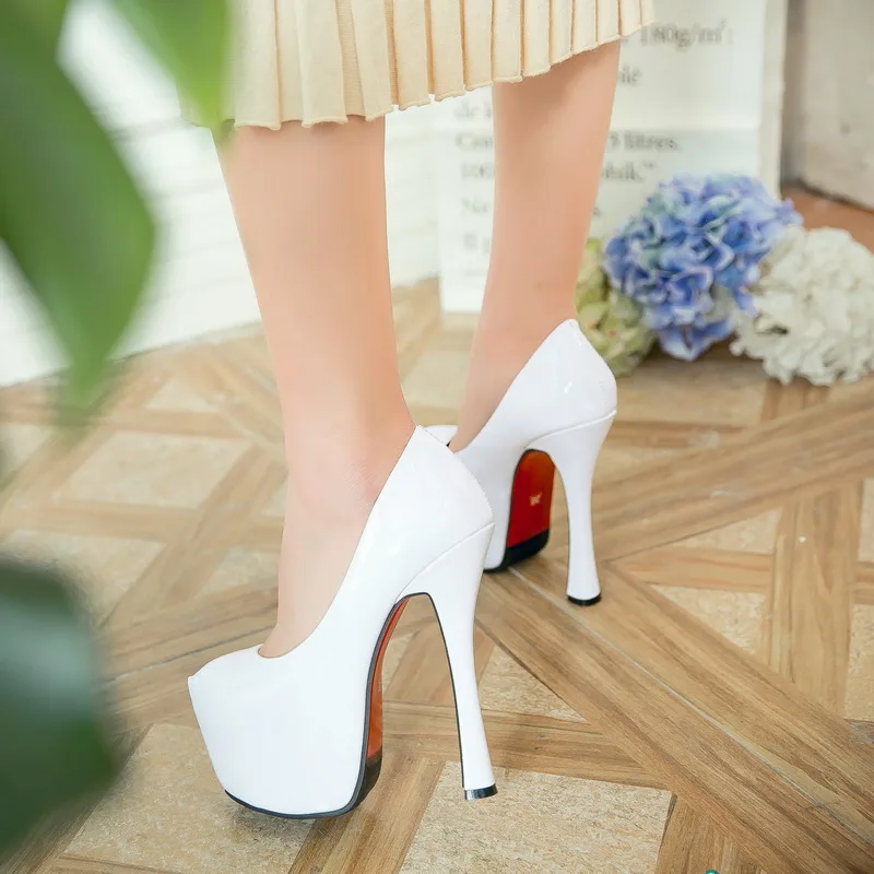 

2019 New Sexy Pumps Wedding Women Fetish Shoes Concise Woman Pumps High Heel Stripper Flock Pumps 15 cm