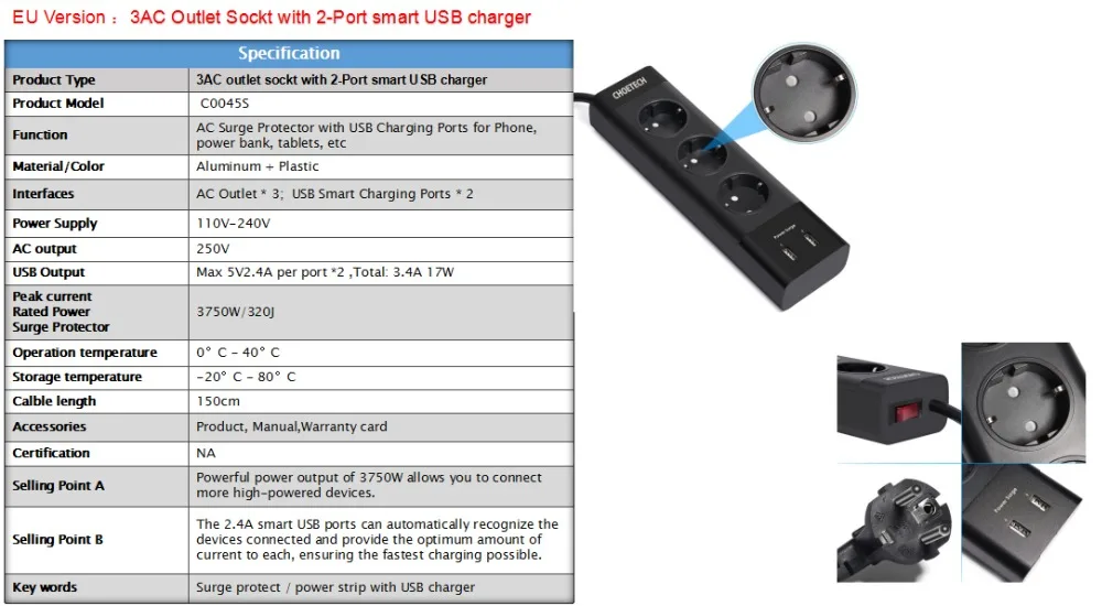 CHOETECH, умная USB розетка, 17 Вт, для дома, офиса, Великобритании, США, ЕС, штепсельная вилка, USB зарядное устройство для samsung S8, для LG, для мобильного телефона, зарядное устройство s