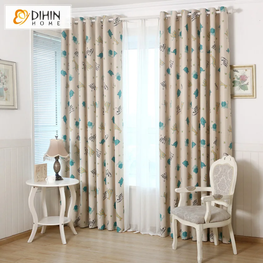 Cartoon Printed Curtains For Living Room Bedroom Window Treatment