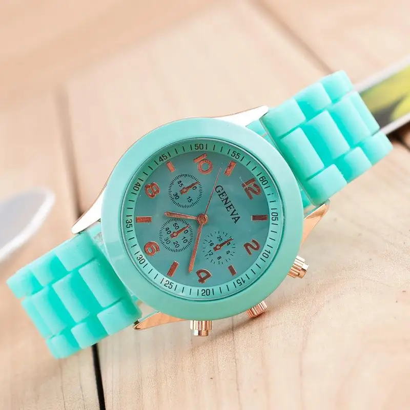 Silicone Geneva Watch analog quartz casual dress women Wristwatch